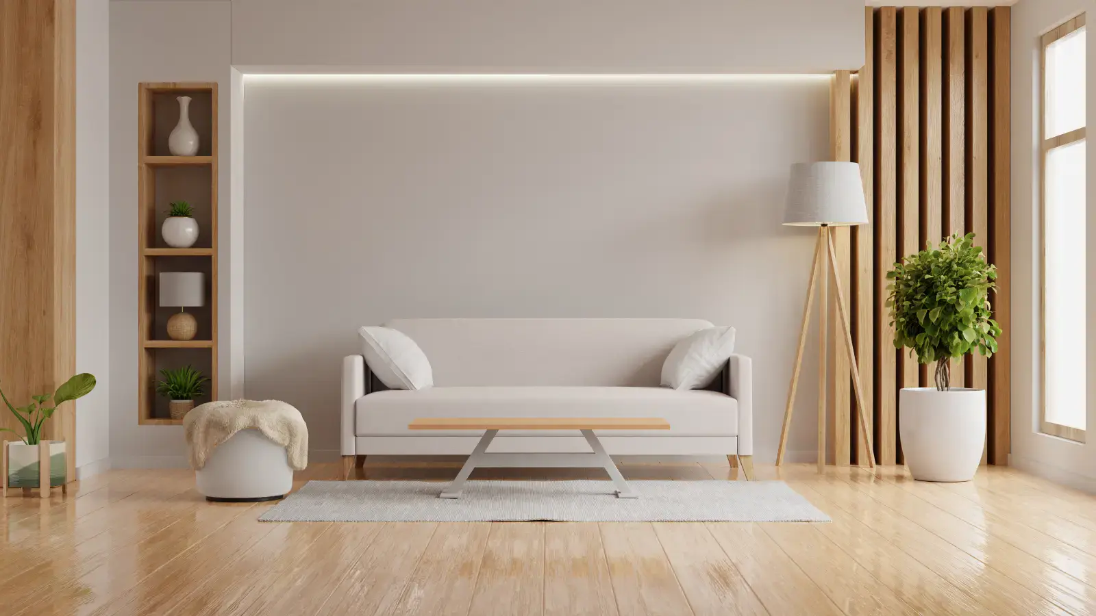 Cozy neutral living room interior