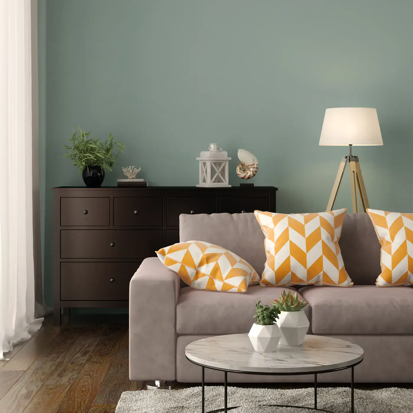 Living room interior design with minimalist decor